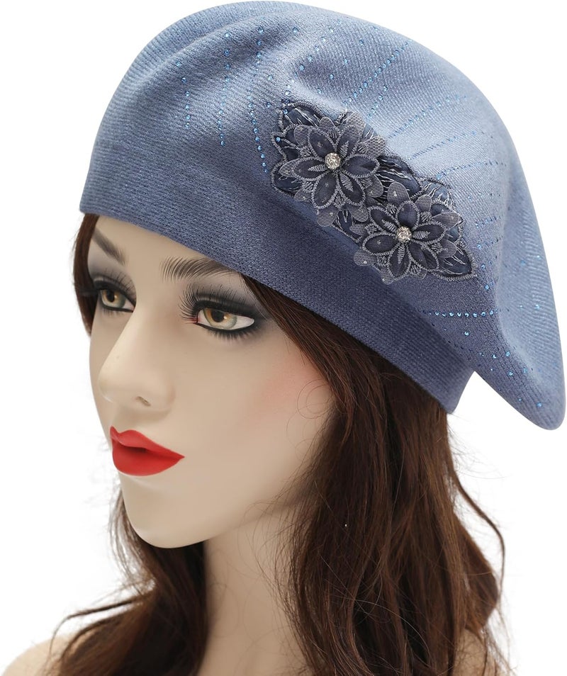 ZLYC Womens French Beret hat, Reversible Solid Color Mosaic Warm Beret Cap for Girls - Image 2